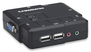 151252 Switch KVM Compacto de 2 Puertos USB - con cables y soporte de audio; controle dos computadoras USB desde un solo teclado