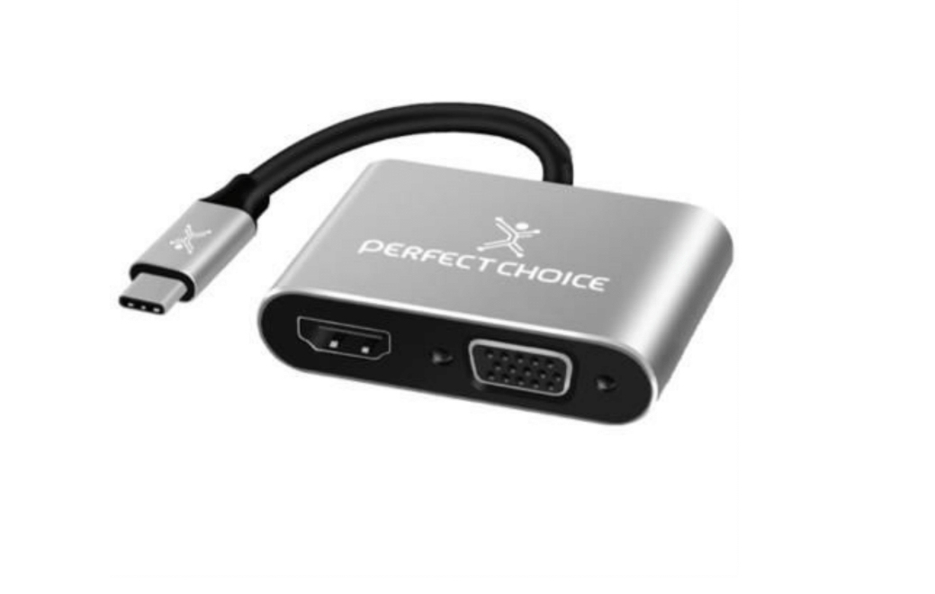 Adaptador USB-C a HDMI1+VGA PERFECT CHOICE PC-101284 - USB C