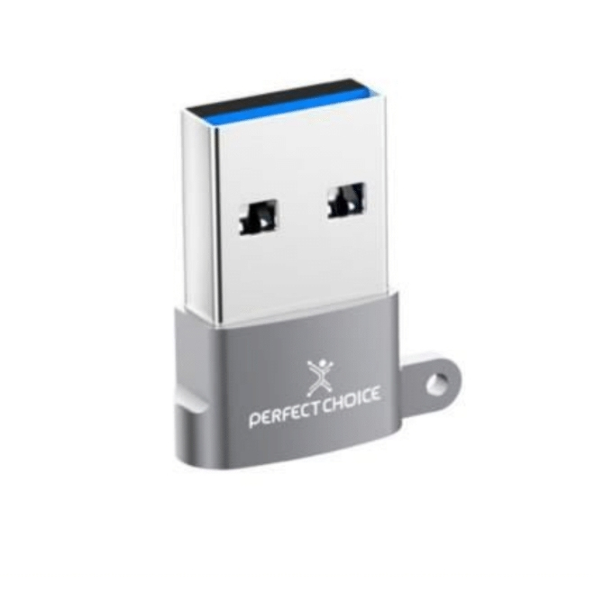Mini Adaptador de USB A a USB C PERFECT CHOICE PC-101253 - Gris