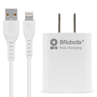 COMBO CARGA RÁPIDA: CARGADOR USB V3.0 + CABLE LIGHTNING. BLANCO (6001349) - Brobotix