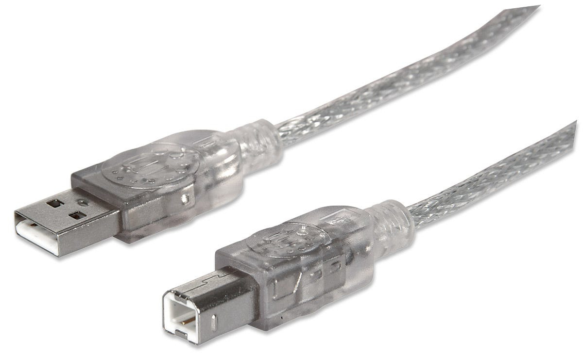 345408 Cable para impresora USB-A a USB-B de 5mts - color Plateado