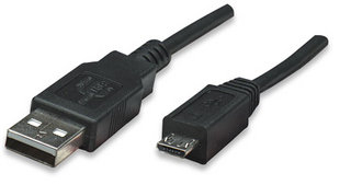 307178 Cable USB A a Micro-B de Alta Velocidad - 1.8m color negro.