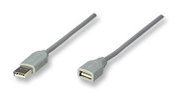 317238 Cable de Extensión USB Macho-Hembra de 3.0m Color Gris; Velocidad máxima de hasta 12 Mbps. -