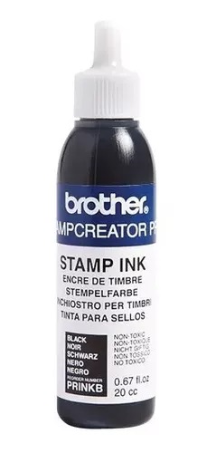 Botella de tinta para sellos Brother PRINKB. Color: Negro. Rendimiento aproximado 2 - 000 impresiones. Para creadores de sellos SC2000USB.