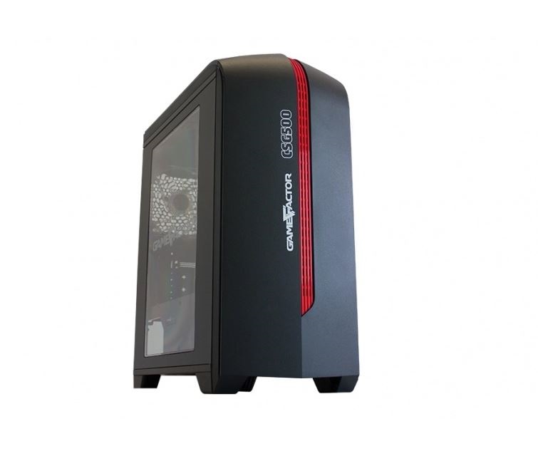 Gabinete GAME FACTOR CSG500 mATX NEG/ROJO - 2xVENT 120MM LED