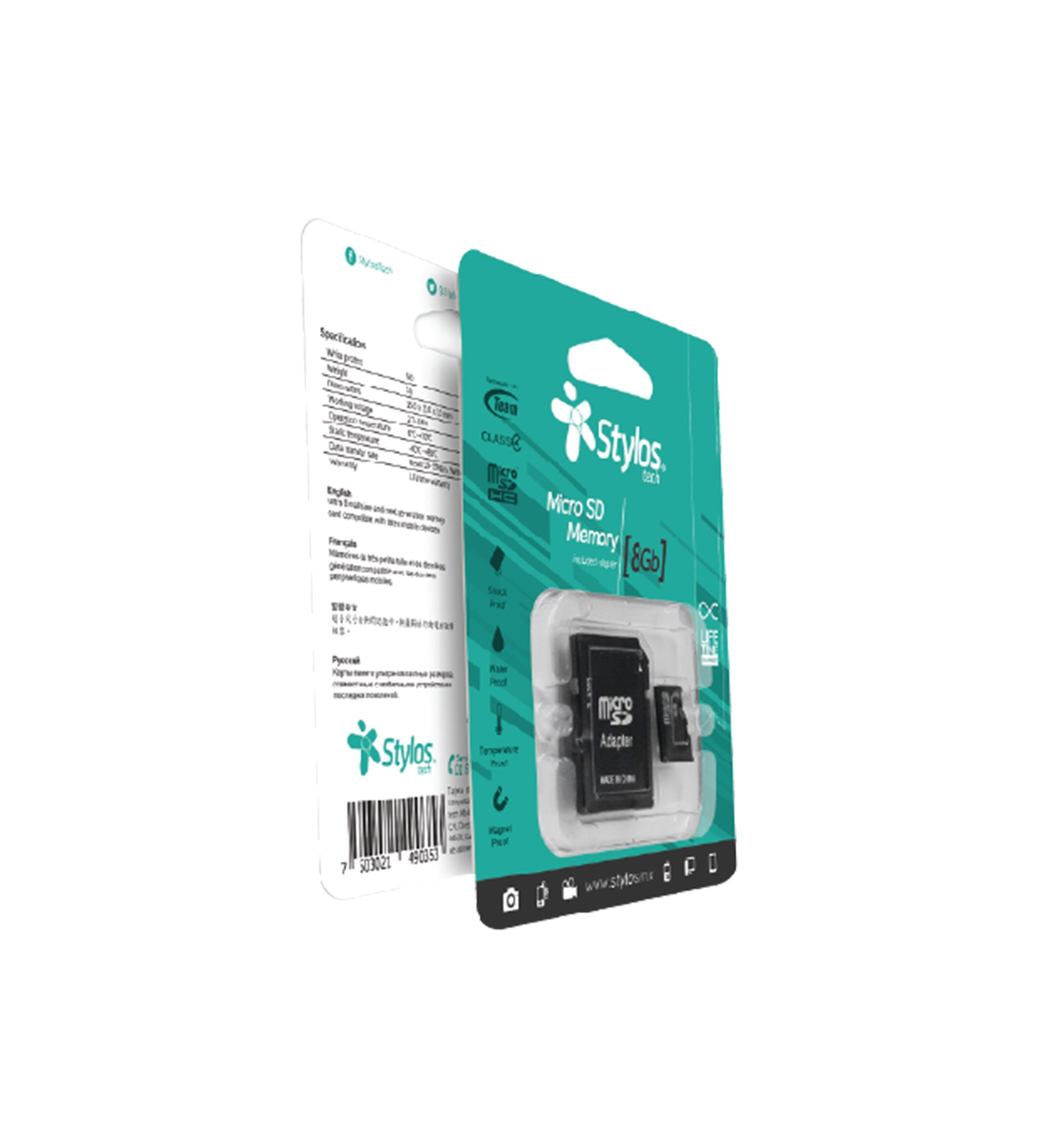 Memoria Micro SD 8GB C/A Stylos. STMSD81B -