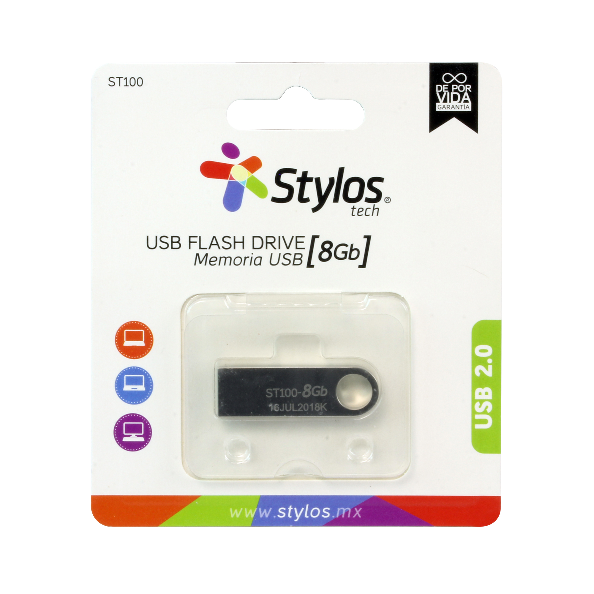 Memoria USB 8GB Stylos. STMUSB1B -