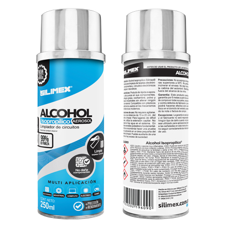 Alcohol Isopropílico SILIMEX Aerosol Envase: 250 ml = 280gr. - Azul