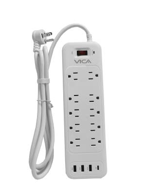 Barra Multicontacto con Puertos USB 9P - toma corriente con 10 tomas NEMA 5-15R