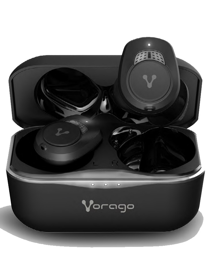 Audifonos earbud Vorago Premium ESB-600-ANC. Cancelación de ruido / Noise Cancelling TWS IPX5 21Hrs control táctil 590mAh -