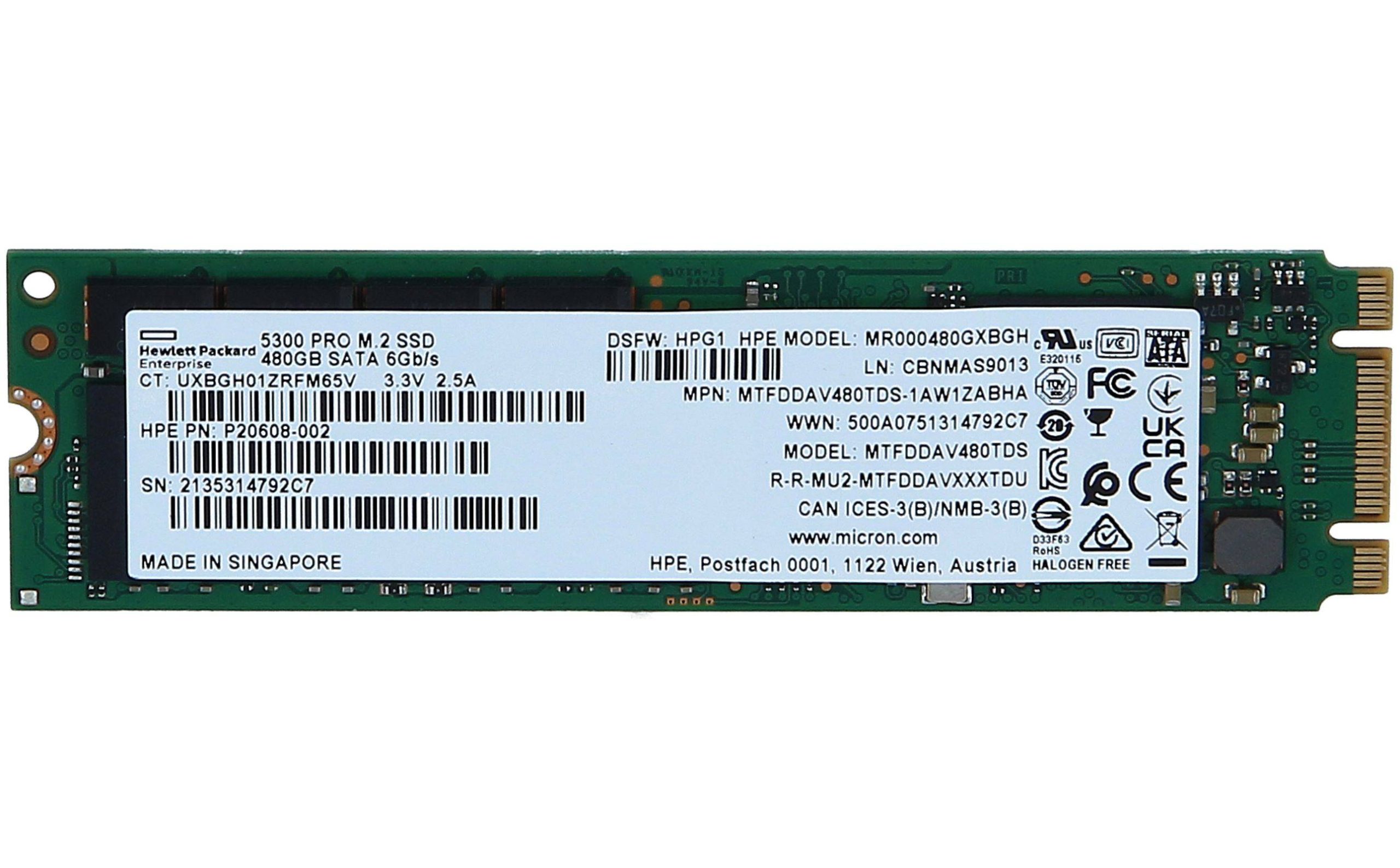 SSD HPE 480 GB SATA 6G lectura intensiva M.2 -
