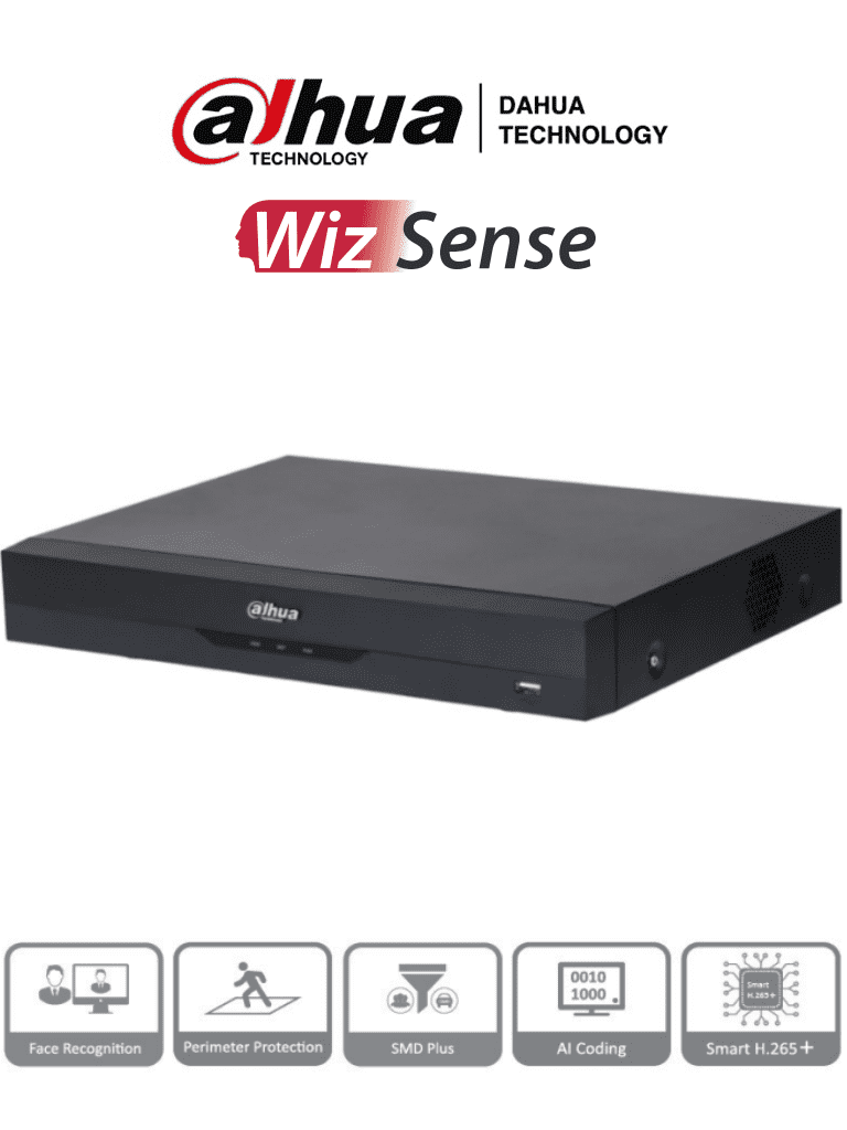 DAHUA XVR5116HE-I3 -DVR de 16 Canales 5 Megapixeles Lite/ WizSense/ H.265+/ 16 Canales HDCVI + 8 Canales IP/ 16 3 E S de Alarma/ 16 Entrada de Audio/ -