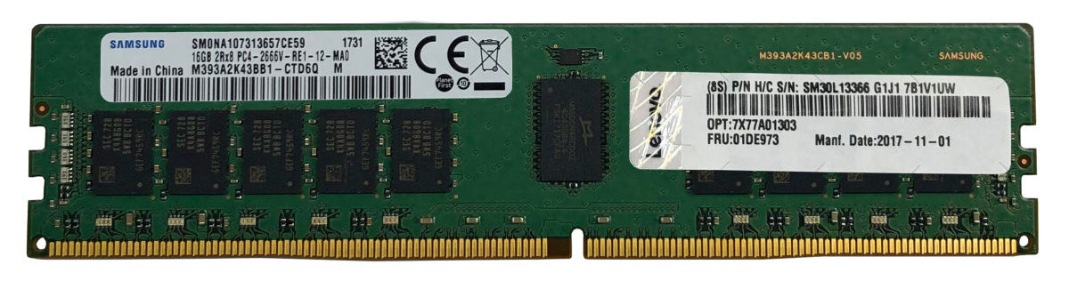 Memoria Lenovo ThinkSystem (4X77A77495) ThinkSystem 16GB TruDDR4 3200 MHz (2Rx8 - 1.2V) ECC UDIMM