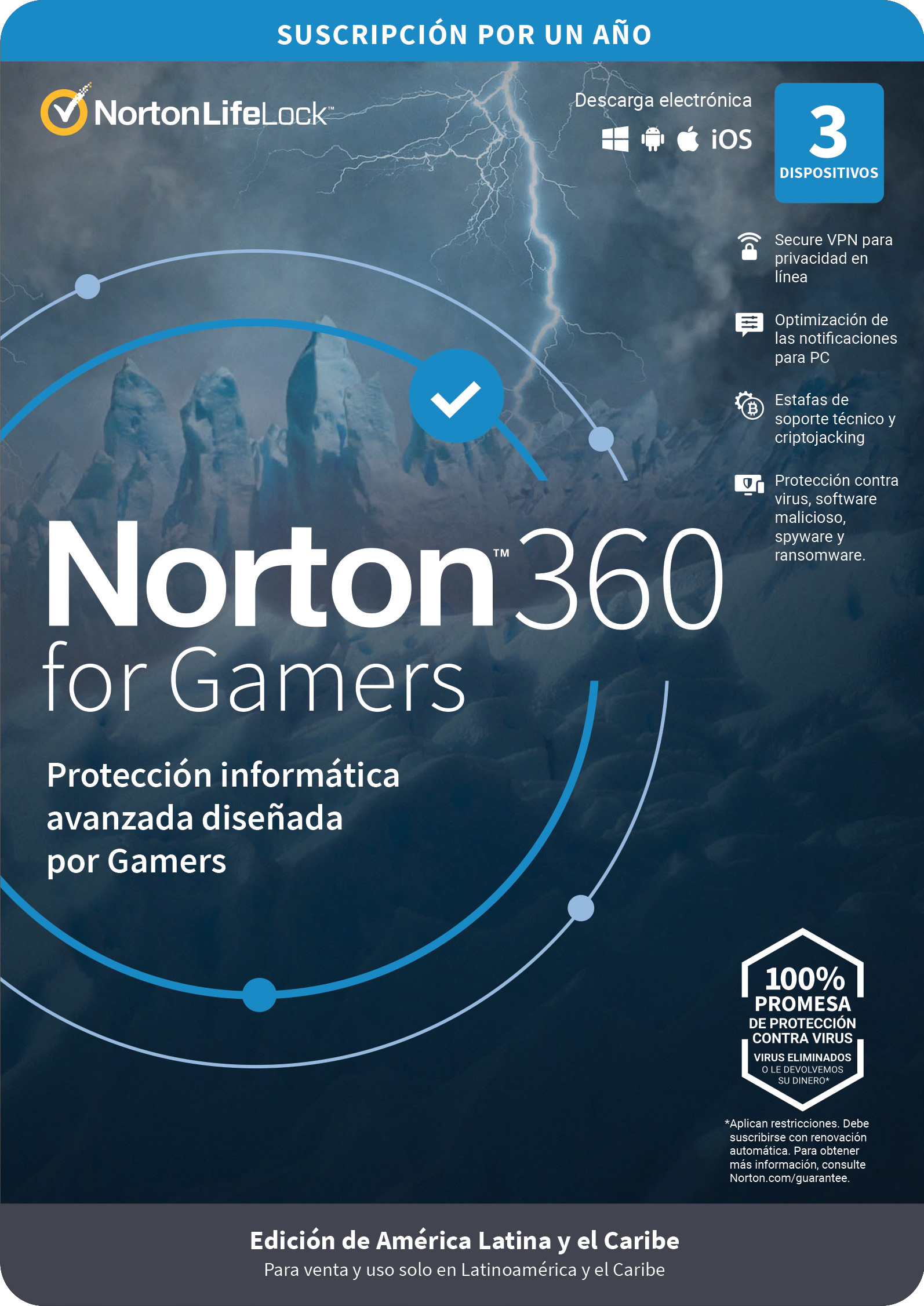 Antivirus NORTON TMNR-023 360 Gamers - 3 licencias