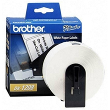Etiqueta blanca de papel Brother DK1208 - 400 etiquetas de 38 mm de ancho x 90.3 mm de largo. Impresión en negro. QL800 / QL810W / QL1110NWB.