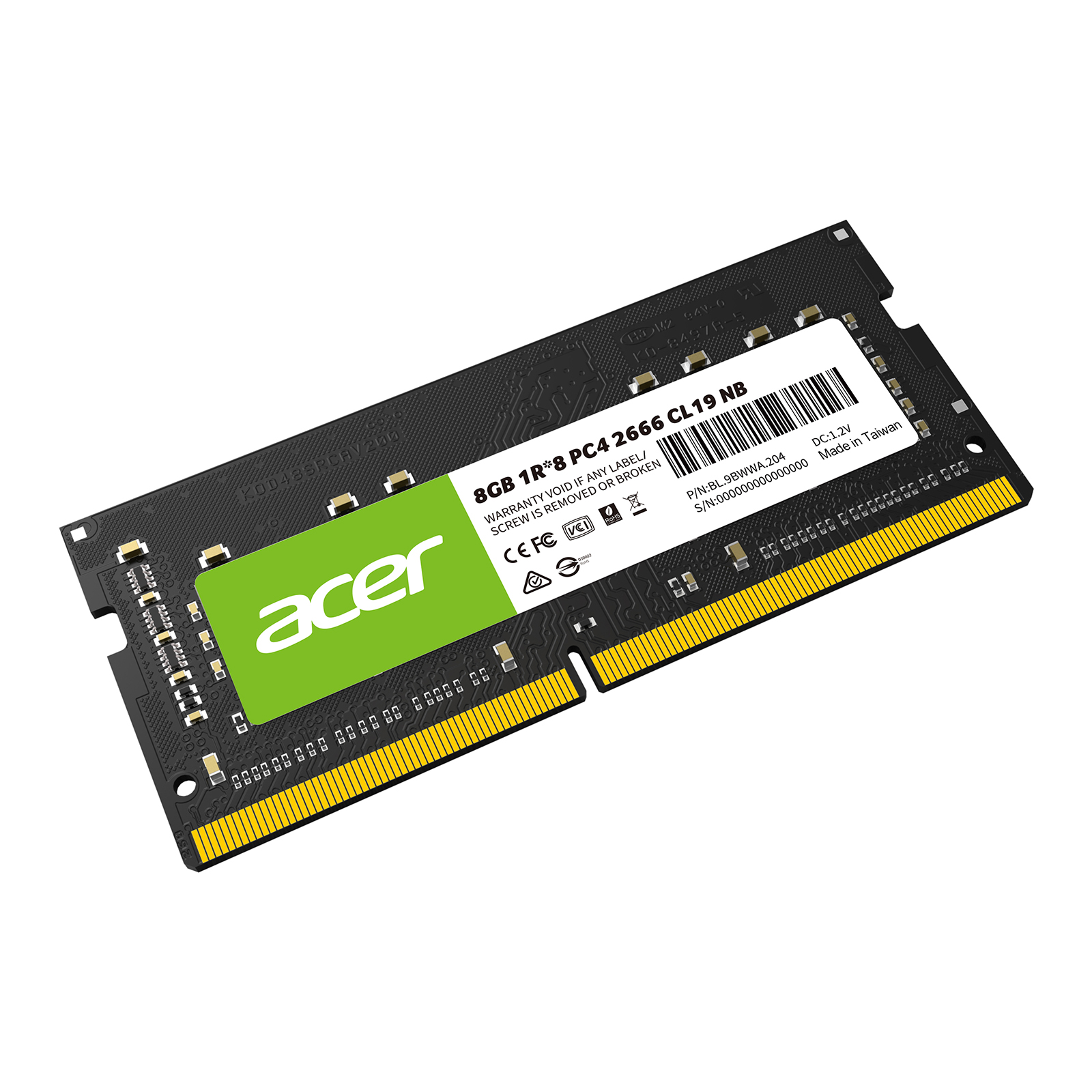 Memoria DDR4 ACER modelo SD100 de 8GB SODIMM 2666Mhz BL.9BWWA.204 -