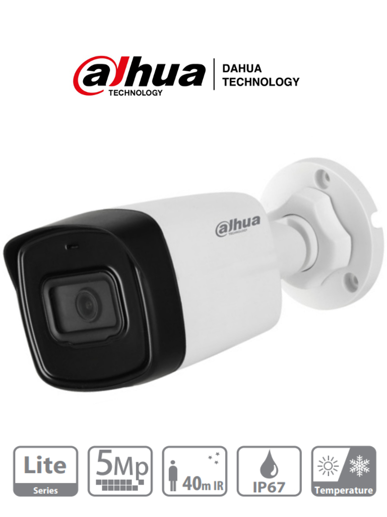 DAHUA HAC-HFW1500TL-28 - Camara Bullet de 5 Megapixeles/ Lente de 2.8 mm/ 111 Grados de Apertura/ IP67/ Starlight/ DWDR/ Soporta: CVI/CVBS/AHD/TVI -