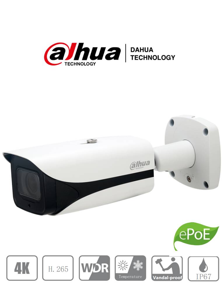 DAHUA IPC-HFW5831EN-ZE - Cámara IP Bullet 4K Resolución de 8 MP/ Lente Mot. 2.7 a 12mm/ ∢ 110°-40°/ IR 50 mts/ IA WizMind/ WDR/ H.265+/ IP67/ IK10 -