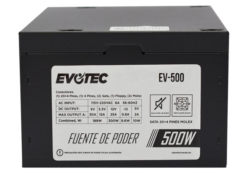 Fuente de Poder EVOTEC EV-500 - Negro