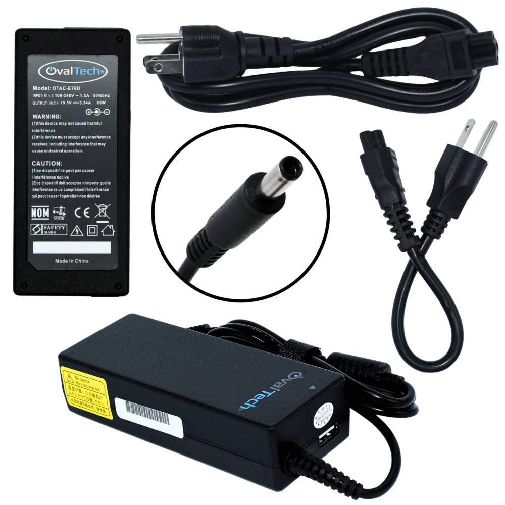 Adaptador / Cargador de corriente para Laptop OTAC-E76D OVALTECH de 65W 19.5V/3.34A C/Blíster + USB -