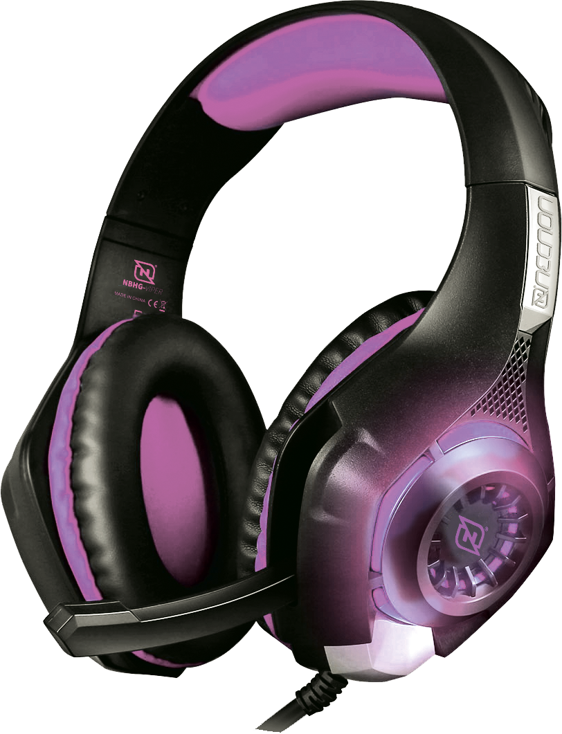 HEADSET GAMING OVER-EAR NBHG VIPER LED ALAMBRICO  DIADEMA FLEXIBLE MICROFONO 3.5MM USB PC CONSOLAS CELULAR INC ADAPTADOR MEGABASS FUCSIA -