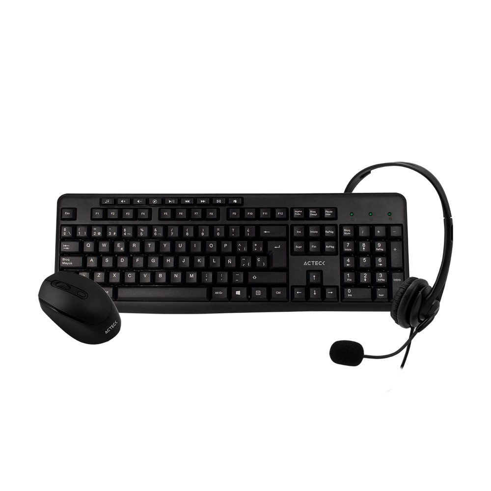 Kit de Oficina: Teclado - Mouse y Audífonos ACTECK AC-931687