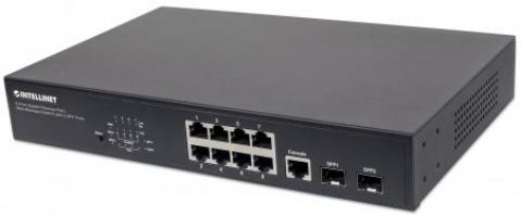 Switch INTELLINET  Administrable Gigabit Ethernet de 8 puertos PoE+ con 2 puertos - Negro