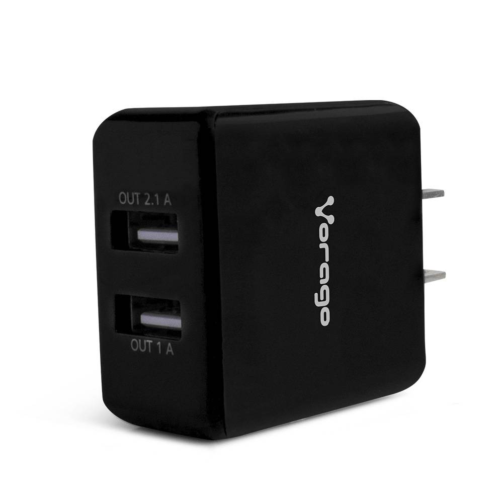 CARGADOR PARA PARED VORAGO AU-106 CON 2 PUERTOS USB NEGRO -