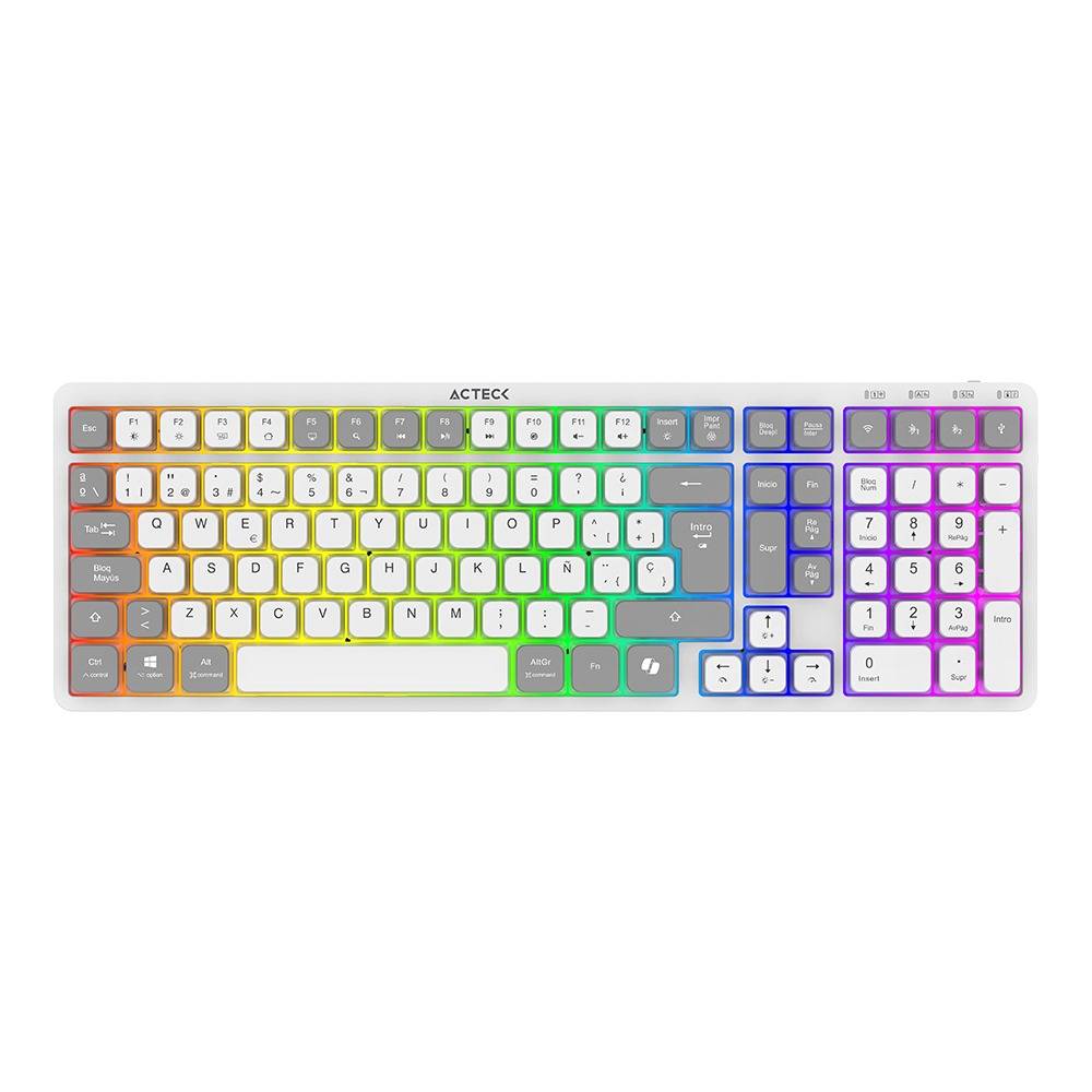 Teclado Inalámbrico RGB Techno PRO TI790 Acteck Elite Series Iluminación RGB - Teclado Multidispositivo Inalámbrico
