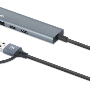 HUB USB V3.2 2Ptos A 2Ptos C (181075) MANHATTAN Hub de 4 puertos con conector combinado de USB-C a USB-A -