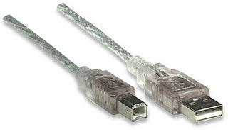 333405 Cable para Dispositivos USB B de Alta Velocidad - USB tipo A macho a USB tipo B macho Color Plata.