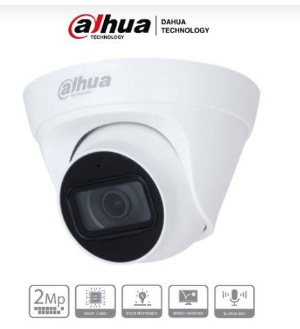 DAHUA IPC-HDW1230T1-A-S5-Cámara IP Domo 2MP con lente de 2.8 mm - ángulo de visión de 102 grados