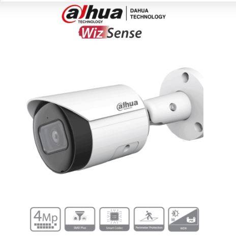 DAHUA IPC-HFW2441S-S - Camara IP Bullet de 4 Mp/ WizSense/ 2.8mm/ 95 °/ IR de 30 Metros/ SMD Plus/ Microfono - Ranura MicroSD/ IP67/ PoE