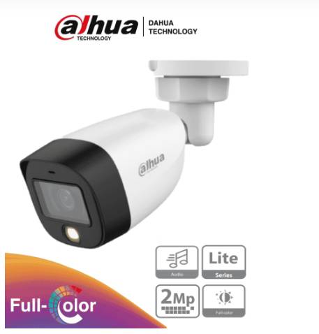 DAHUA DH-HAC-HFW1209TLMN-A-LED-S3 - Camara Bullet Full Color de 2 Mp/ 1080p/ p2.8mm/ 108°/ Microfono/ 40 Metros IR/ DWDR/ IP67/ Metalica+Policarbonato -