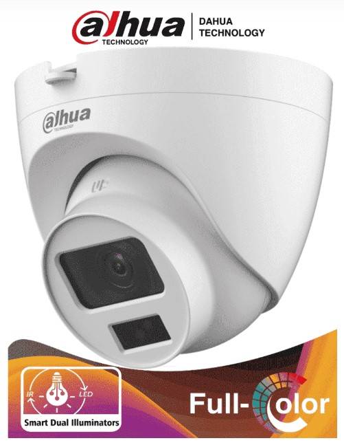 DAHUA HAC-HDW1200CLQN-IL-A - Camara Domo de 2 Megapixeles/ Dual Inteligente + FullColor/2.8 mm/ 102°a/ 20 Metros de IR y Luz Visible/ Microfono -