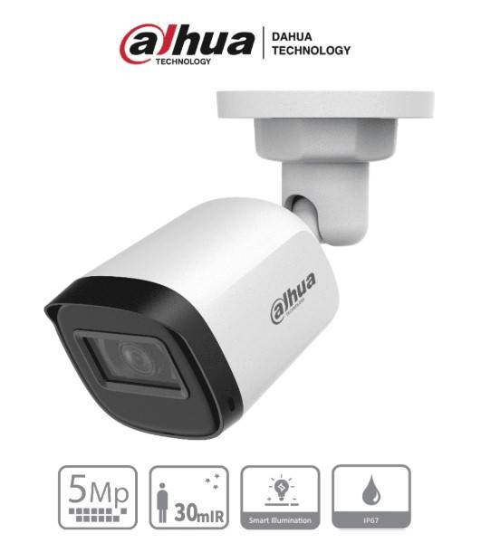DAHUA HAC-B1A51-U-28 - Cámara Bullet de 5 Megapixeles/ Lente 2.8 mm/ 106 Grados de Apertura/ IR de 30 Mts/ IP67/ Soporta: CVI/CVBS/AHD/TVI -