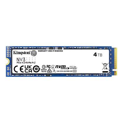 UNIDAD DE ESTADO SOLIDO KINGSTON NV3 4TB M.2 2280 NVME PCIE GEN 4X4 R.6000MB/S W.5000MB/S -