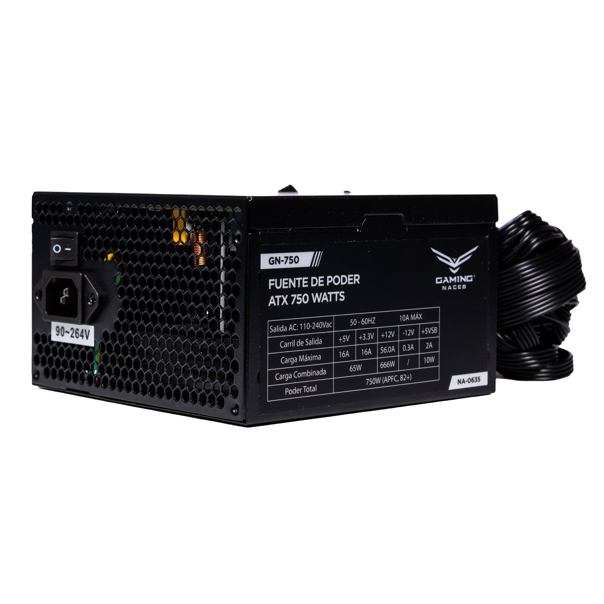Fuente de poder Naceb 750W Atx Modular 80+ Bronze NA-0635 -