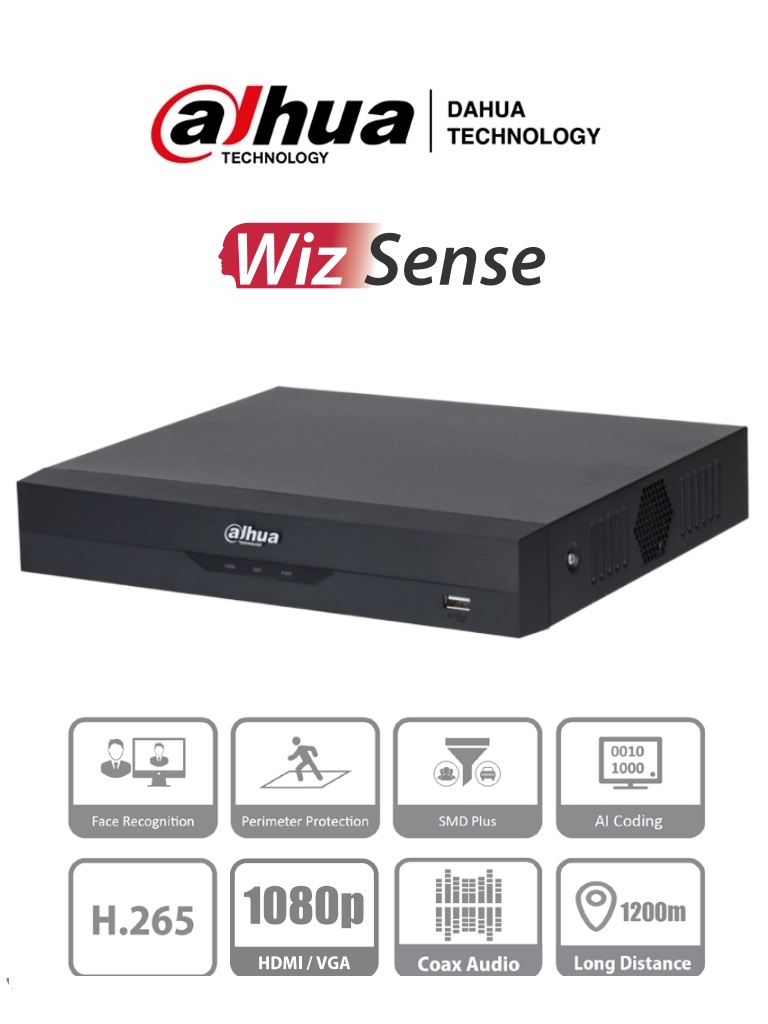 DAHUA XVR5104HS-4KL-I3 - DVR 4k de 4 Canales y 4 IP o hasta 8 IP.WizS - H.265+