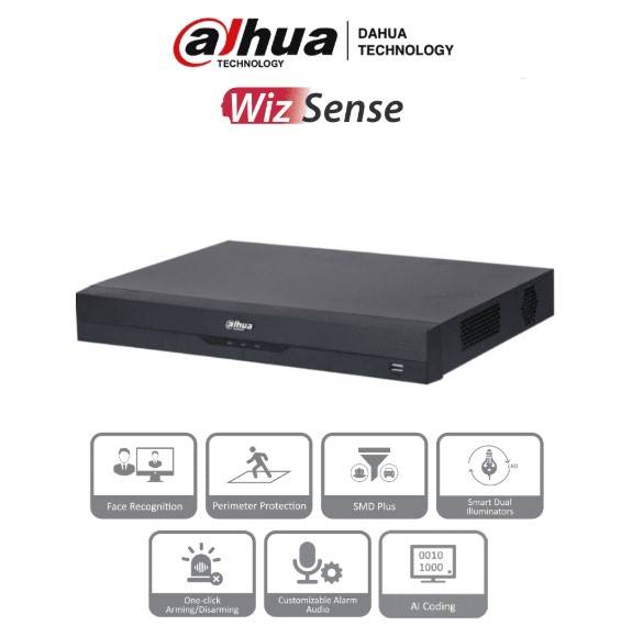 DAHUA XVR5216AN-I3 - DVR de 16 Ch de 5 Mp Lite/ WizS/ H.265+/ 2 Bahías de DD/ 16 Ch HDCVI +8 Canales IP/ Hasta 24 Ch IP/ 2ch Rfacial/SMD+ -