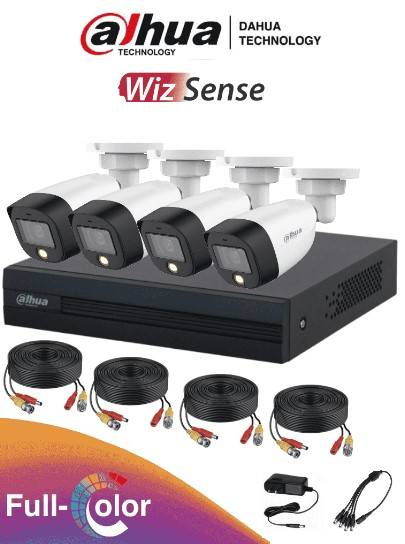 DAHUA FULLCOLORKIT- Kit de 4 canales Full Color de 2 MP. Incluye 4 cámaras HFW1209CN-LED - 1 XVR 4 CH