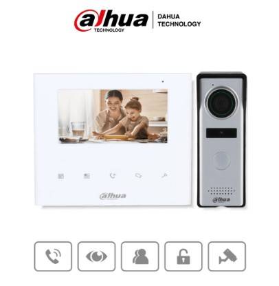 DAHUA DHI-KTA04 - Kit de videoportero analógico con monitor de 4.3 y botones táctiles. Incluye frente de calle con cámara de 1.3 MP -