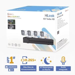 Kit TurboHD 1080p / DVR 4 Canales / 4 Cámaras Bala ColorVu con Micrófono Integrado / Fuente de Poder / Accesorios de Instalación -