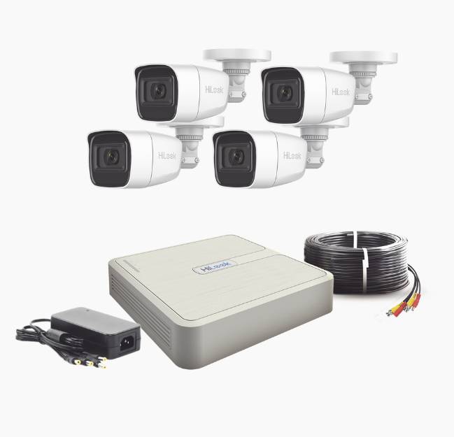 (MICRÓFONO Integrado) Kit TurboHD 1080p Lite / DVR 4 canales / Audio por Coaxitron / 4 Cámaras Bala de Policarbonato con Micrófono Integrado -