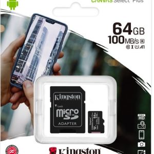 MEMORIA MICROSD KINGSTON CANVAS SELCT PLUS 64GB R.100MB/S CL10 UHS-I U1 V10 A1 -