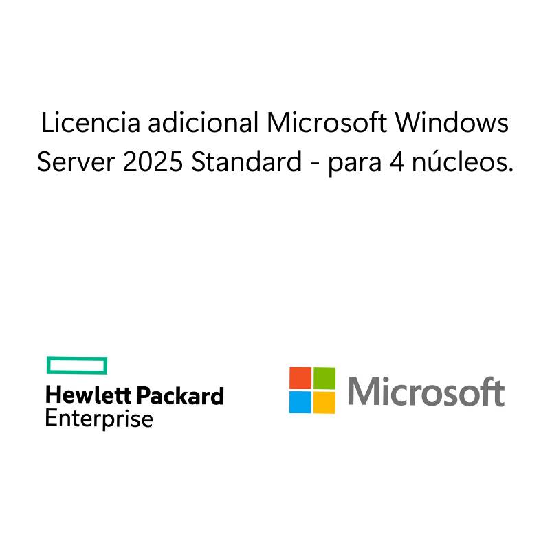 Licencia adicional Microsoft Windows Server 2025 Standard 4 núcleos WW SW -