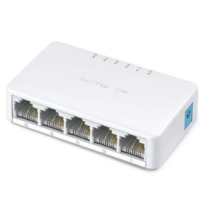 SWITCH MERCUSYS MS105 DE 5 PUERTOS 10/100MBPS DE DISEÑO COMPACTO E INSTALACIÓN FLEXIBLE PARA ESCRITORIO -