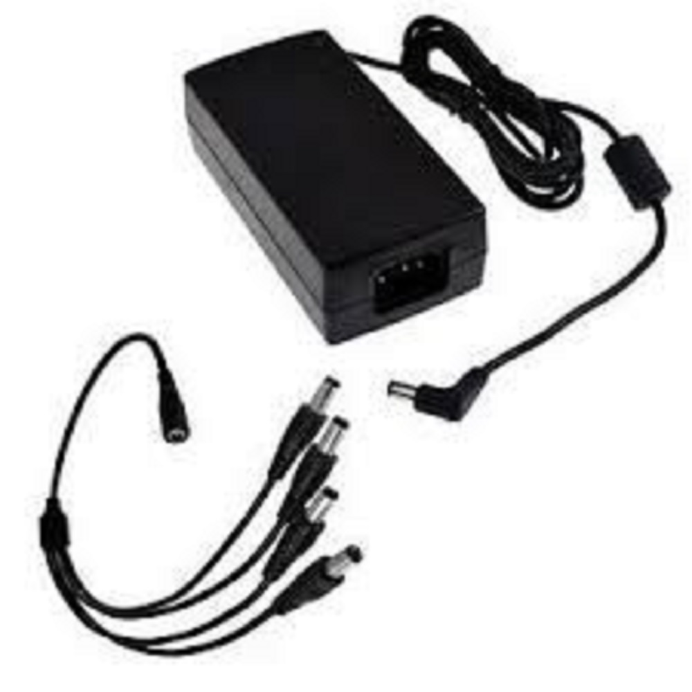 SAXXON PSU1204EPAQ2 - Paquete de Fuente de Poder Regulada de 12 Vcc 4.1 Amperes + Divisor para 4 Camaras/ Color Negro -