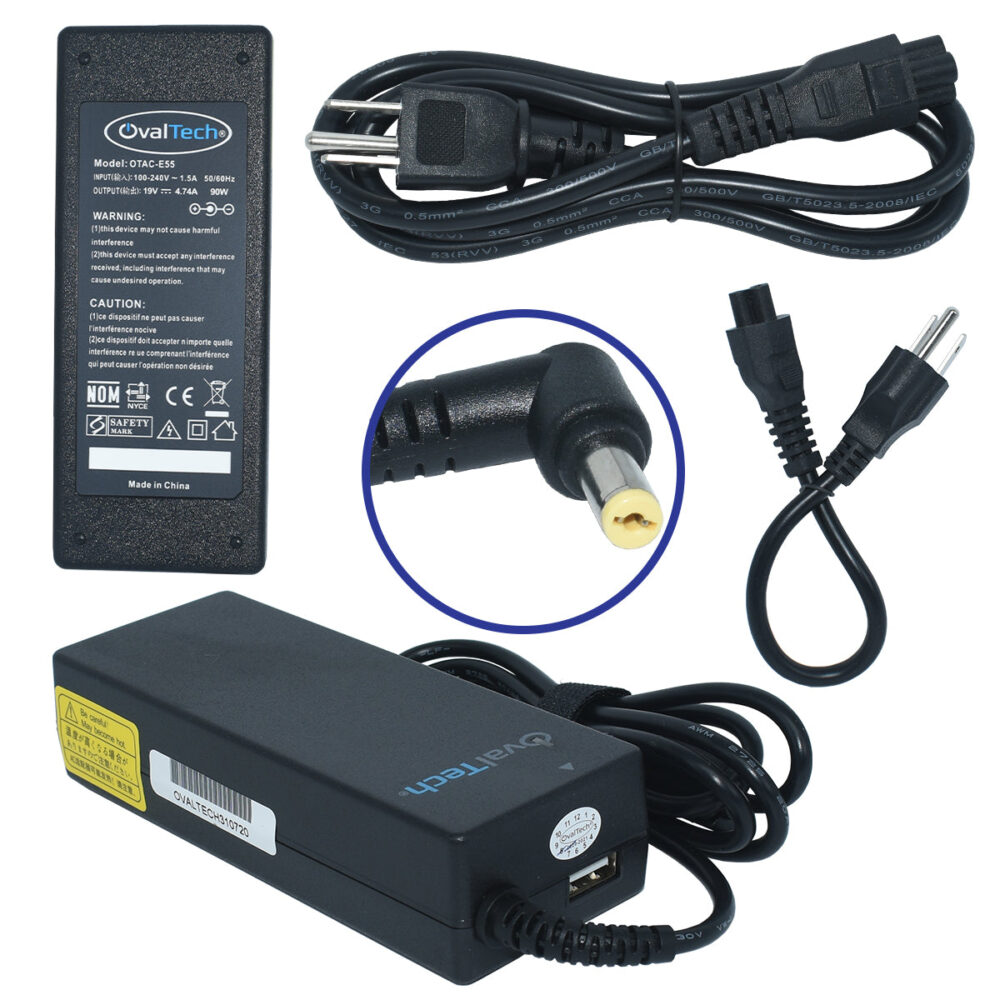 Cargador/adaptador para laptop OVALTECH OTAC-E55 de 90W - 19V
