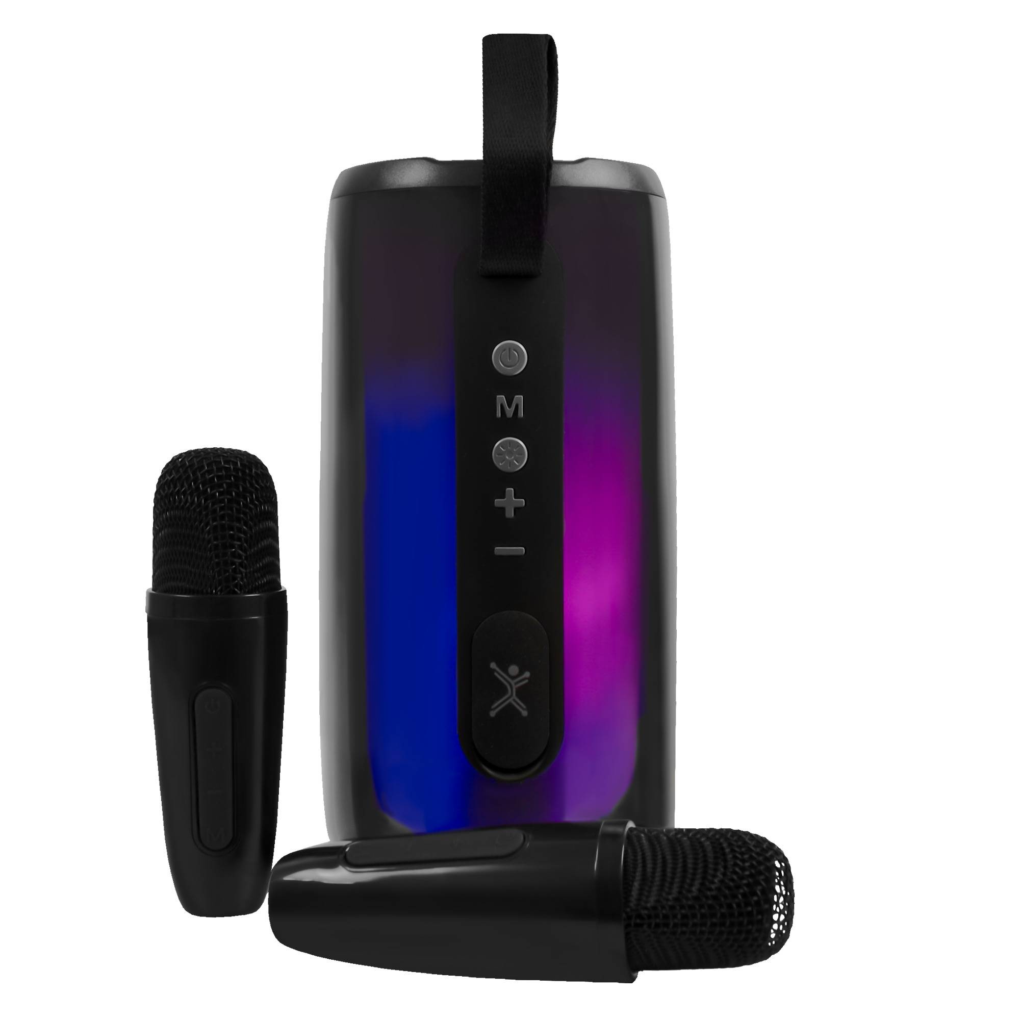 Bocina portátil transparente con micrófonos 15W Contra Agua Cosmo Color Negro | PERFECT CHOICE -